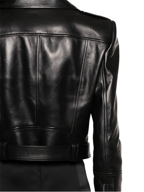 CROPPED LEATHER BIKER JACKET Alexander McQueen | 668451Q5AK81000